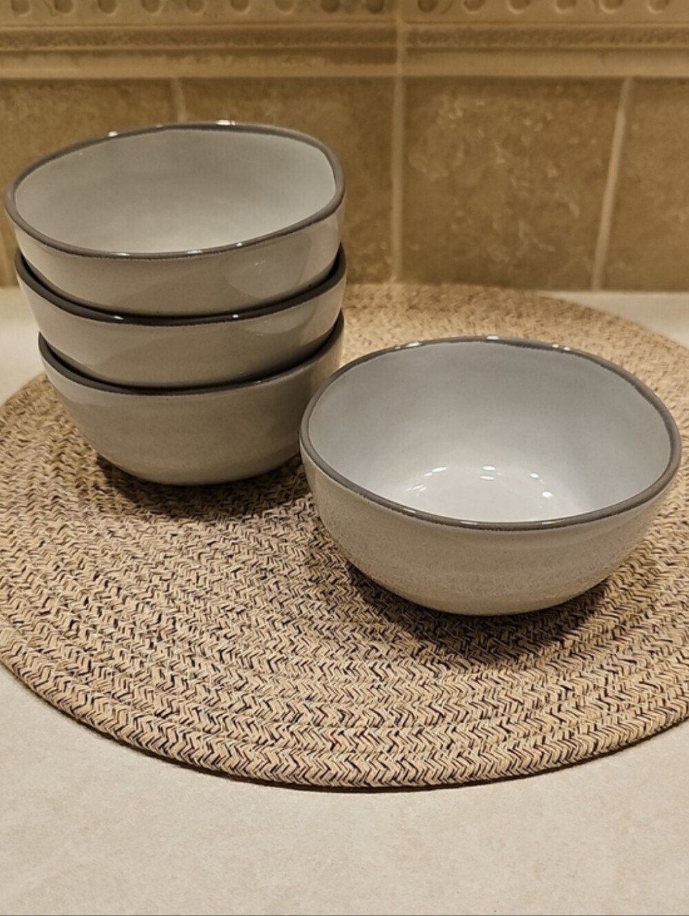 Hearth & Hand w/Magnolia Set Of 4 Gray Reactive Glaze Mini Stoneware Bowls